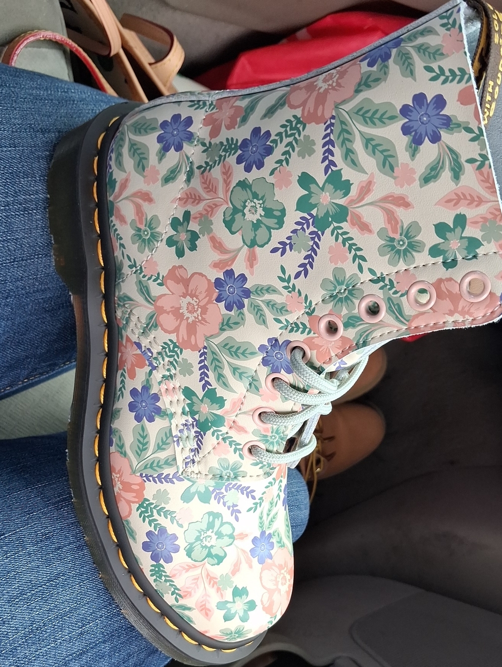 Dr. Martens Floral Pastel Lace-Up Heeled Boots